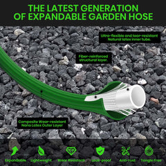 GVDV Garden Hose, 50ft Expandable Water Hose with Spray Nozzle, No-Kink, Leak-Proof, Heavy Duty, 190Psi