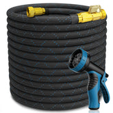 GVDV 100 Ft Garden Hose - Durable Fabric Skin Water Hose with 10-Way Spray Nozzle, Explosion-Proof, Perfect for Commercial & Residential