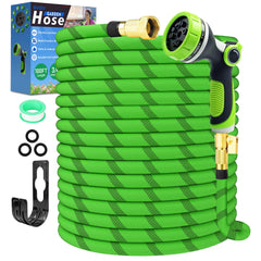 GVDV Garden Hose, 3/4" x 100ft Water Hose with 10 Function Spray Nozzle, Light Weight, 375Psi