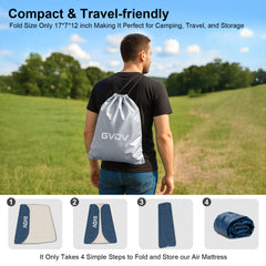 GVDV 18" Queen Air Mattress with Built-in Pump, Raised Inflatable Air Bed for Guests & Home, Comfortable Blow-up Mattress, Upgraded 4-Chamber Design, Supports up to 660 lbs