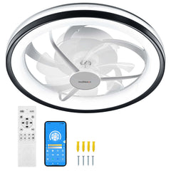 18" Modern Ceiling Fan with Lights, Remote & App Control - Dimmable, Low Profile Design, Stepless Color Temperature Change, 6 Speeds - White