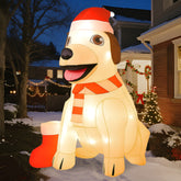 GVDV 7 FT Christmas Inflatable Lab Dog with Bright LED, Blow Up Decoration for Outdoor & Indoor Holiday Party, Yard, Lawn, Home