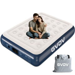 GVDV 16" Queen Air Mattress with Built-in Pump, Raised Inflatable Bed for Home & Guests, Quiet Surface Blow-up Mattress, Portable Air Bed, Colchón Inflable, Supports up to 660 lbs
