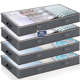 4 Pack 90L Under Bed Storage Bags with Reinforced Handles, Visible Underbed Storage, Toy Organizers and Wrapping Paper Storage Bags, Breathable Non-woven Closet Storage for Blanket, Comforter, Bedding