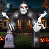 GVDV 10 FT Halloween Inflatables Archway, Halloween Archway Inflatables Ghost, Blow Up Yard Decorations with Ghost and Build-in LEDs