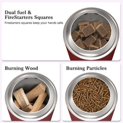 7.5" Tabletop Fire Pit - Smokeless & Portable Mini Fire Bowl, Dual Fuel, 304 Stainless Steel with Carry Bag for Outdoor (Red)