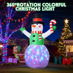 GVDV 8 Ft Lighted Christmas Inflatable Snowman with Rotating LED Lights, Christmas Blow Up Yard Decoration for Holiday, Party, Christmas