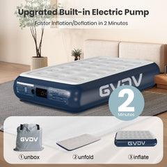 GVDV 16" Twin Air Mattress with Built-in Pump, Raised Inflatable Bed for Home & Guests, Quiet Surface Blow-up Mattress, Portable Air Bed, Colchón Inflable, Supports up to 560 lbs