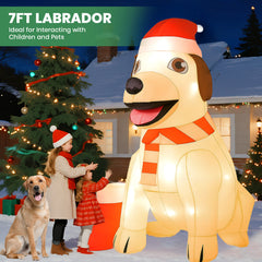 GVDV 7 FT Christmas Inflatable Lab Dog with Bright LED, Blow Up Decoration for Outdoor & Indoor Holiday Party, Yard, Lawn, Home