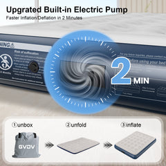 GVDV 13" Queen Air Mattress with Built-in Pump, Raised Inflatable Bed for Home & Guests, Quiet Surface Blow-up Mattress, Portable Air Bed, Colchón Inflable, Supports up to 660 lbs