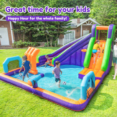 GVDV 12FT Inflatable Bounce House Water Slide , Wet/Dry Play, Jump, Climb, Slide & Ball Pit, 450W Air Blower – Perfect for Backyard Fun and Birthday Parties