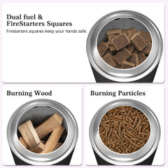 7.5" Tabletop Fire Pit - Smokeless & Portable Mini Fire Bowl, Dual Fuel, 304 Stainless Steel with Carry Bag for Outdoor (Black)