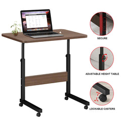 Laptop Desk Adjustable Desk Standing Desk Home Office Desks for Small Spaces Portable Desk Table for Bedrooms, Study Desk Mobile Rolling Computer Work Desk on Wheels