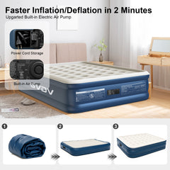 GVDV 18" Queen Air Mattress with Built-in Pump, Raised Inflatable Air Bed for Guests & Home, Comfortable Blow-up Mattress, Upgraded 4-Chamber Design, Supports up to 660 lbs