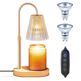 Candle Warmer Lamp with Timer, Dimmable, Adjustable Height - Electric Top Down Melting for All Jar Candles - Home Decor Wax Melter Light in Amber (Includes 2 Halogen Bulbs)