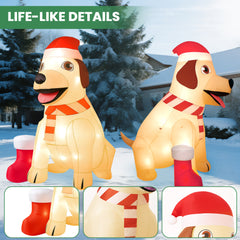 GVDV 7 FT Christmas Inflatable Lab Dog with Bright LED, Blow Up Decoration for Outdoor & Indoor Holiday Party, Yard, Lawn, Home