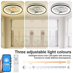 18" Modern Ceiling Fan with Lights, Remote & App Control - Dimmable, Low Profile Design, Stepless Color Temperature Change, 6 Speeds - White