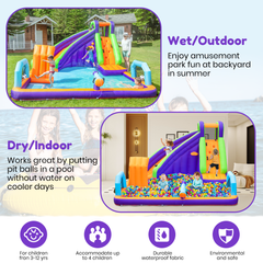 GVDV 12FT Inflatable Bounce House Water Slide , Wet/Dry Play, Jump, Climb, Slide & Ball Pit, 450W Air Blower – Perfect for Backyard Fun and Birthday Parties