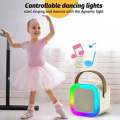Mini Karaoke Machine for Kids, Colorful LED Portable Bluetooth Speaker with 2 Wireless Mics,4-12 Years Old Kids Christmas Birthday Gift