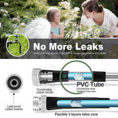 GVDV Metal Garden Hose, 3/4 inch x 50ft Water Hose with Spray Nozzle, Leak Proof, Tangle Free, 550PSI