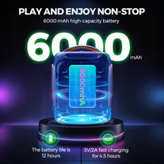 Seenda Karaoke Machine with 2 Wireless Microphones, Bluetooth, Double 6.5" & 1.5" Tweeter Speakers, IPX5 Waterproof, and RGB Lights – Portable PA System for Indoor & Outdoor Parties