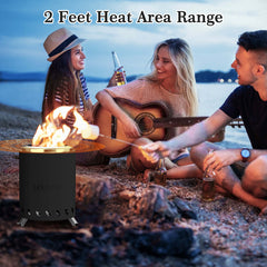 7.5" Tabletop Fire Pit - Smokeless & Portable Mini Fire Bowl, Dual Fuel, 304 Stainless Steel with Carry Bag for Outdoor (Black)
