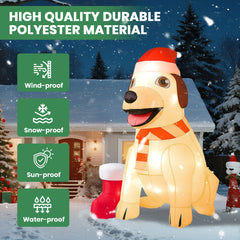 GVDV 7 FT Christmas Inflatable Lab Dog with Bright LED, Blow Up Decoration for Outdoor & Indoor Holiday Party, Yard, Lawn, Home