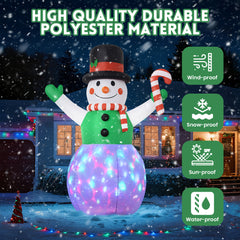 GVDV 8 Ft Lighted Christmas Inflatable Snowman with Rotating LED Lights, Christmas Blow Up Yard Decoration for Holiday, Party, Christmas