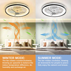 18" Modern Ceiling Fan with Lights, Remote & App Control - Dimmable, Low Profile Design, Stepless Color Temperature Change, 6 Speeds - White