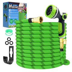 GVDV Garden Hose, 3/4" x 50ft Water Hose with 10 Function Spray Nozzle, Leakproof, Light Weight, 375Psi