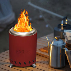 7.5" Tabletop Fire Pit - Smokeless & Portable Mini Fire Bowl, Dual Fuel, 304 Stainless Steel with Carry Bag for Outdoor (Red)