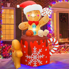 GVDV 6 ft Christmas Inflatables Outdoor Decorations, Christmas Blow up Yard Decorations Gingerbread Man for Garden Lawn Xmas Decor
