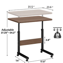 Laptop Desk Adjustable Desk Standing Desk Home Office Desks for Small Spaces Portable Desk Table for Bedrooms, Study Desk Mobile Rolling Computer Work Desk on Wheels