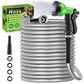 GVDV Garden Hose, 3/4 inch x 100ft Metal Water Hose with Spray Nozzle, Leak Proof, Tangle Free, 550PSI