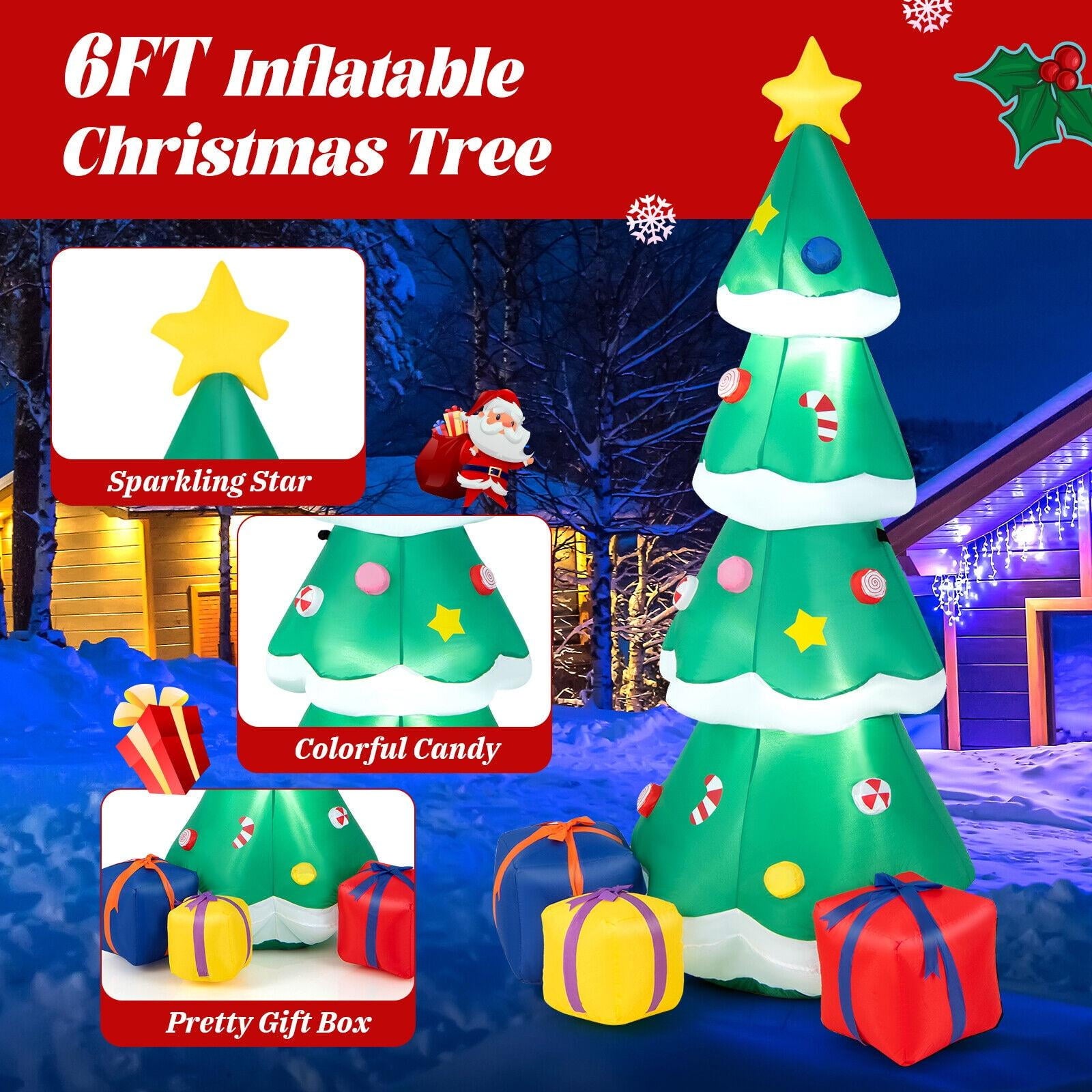 Outdoor Christmas Decorations, 7ft Inflatable Christmas Tree, Blow up Inflatable Tree for Christmas Party Indoor, Outdoor, Lawn Décor