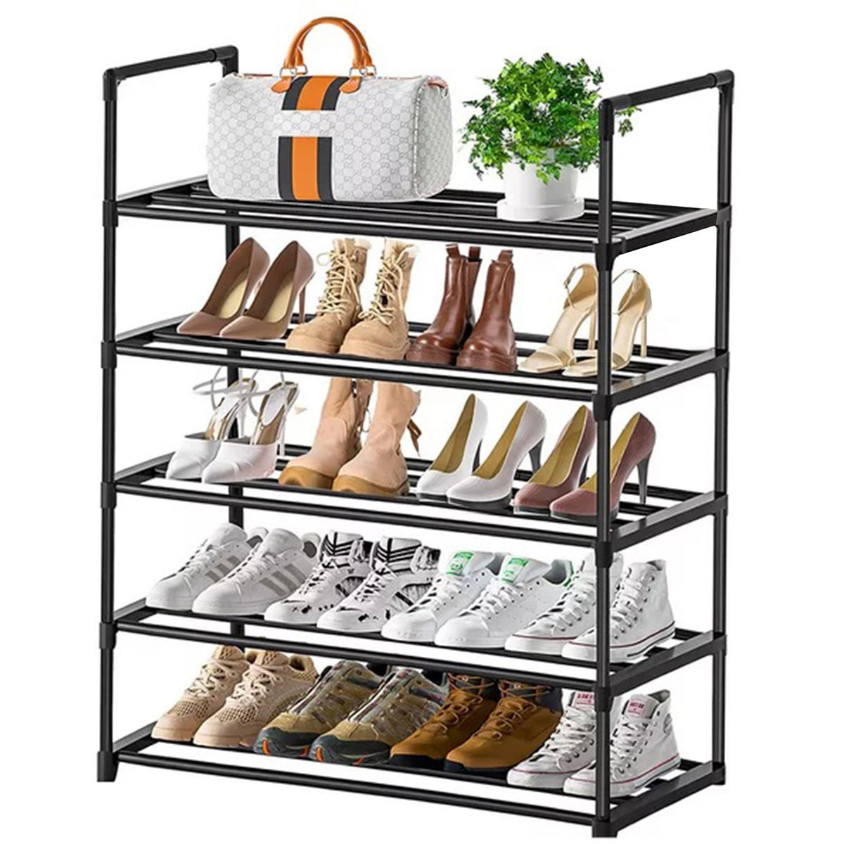 5 Tiers Shoe Rack Tall Shoe Organizer Shoe Storage Vertical Shoe Shelf Large Shoe Rack Organizer Stackable Shoe Racks for Entryway, Closet, Garage, Bedroom,Cloakroom