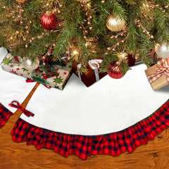 HadinEEon Christmas Tree Skirt, 48 inch, Jute Indoor Christmas Tree Mat for Xmas Decoration (Red & White)