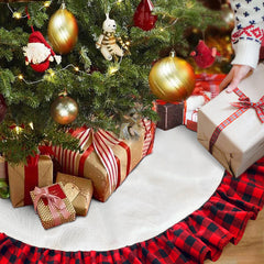 HadinEEon Christmas Tree Skirt, 48 inch, Jute Indoor Christmas Tree Mat for Xmas Decoration (Red & White)