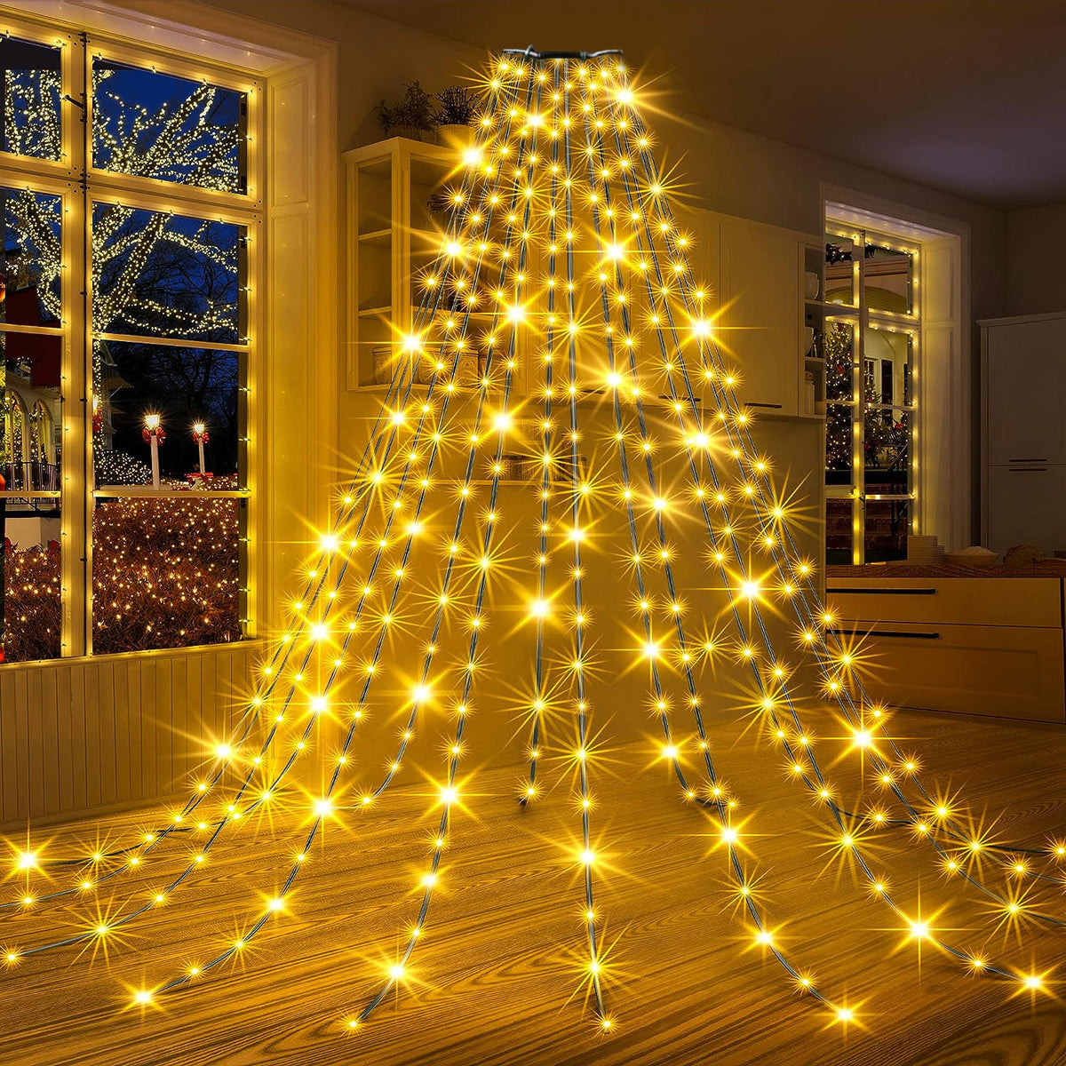 Christmas String Lights for Tree, 400 LEDs 9.8FT x 16 Lines Christmas Tree Lights with Memory Function & 8 Modes, with Remote Control & Timer for Christmas Tree Decorations (Warm White)