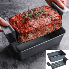 2-in-1 Large Nonstick Meat Loaf Pan with Drain Drip Tray - 10" * 5.7", Healthy Coating (Carbon Steel Gray)