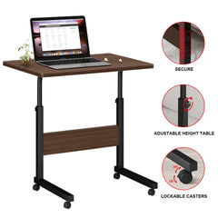 Laptop Desk Adjustable Desk Standing Desk Home Office Desks for Small Spaces Portable Desk Table for Bedrooms, Study Desk Mobile Rolling Computer Work Desk on Wheels