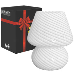 Mushroom Lamp - Murano Style Glass Nightstand Lamp, 3 Color Temperature Dimmable, Fashionable and Easy-to-Use Bedroom Dorm Living Desk Lamp - Ideal Home Decor Gift