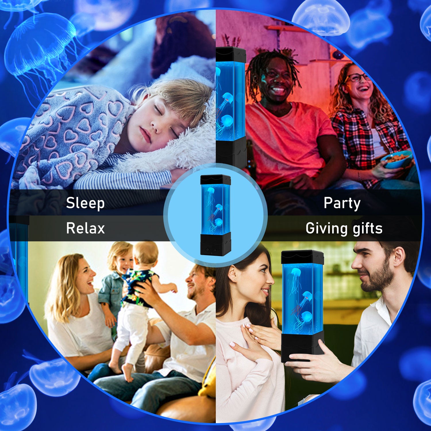 Multi-Color Lava Lamp, USB Powered Night Lights with 3 Fish,Office Room Desktop Decoration, Gifts for Christmas Birthdays Holidays, Gifts for Adults Kids