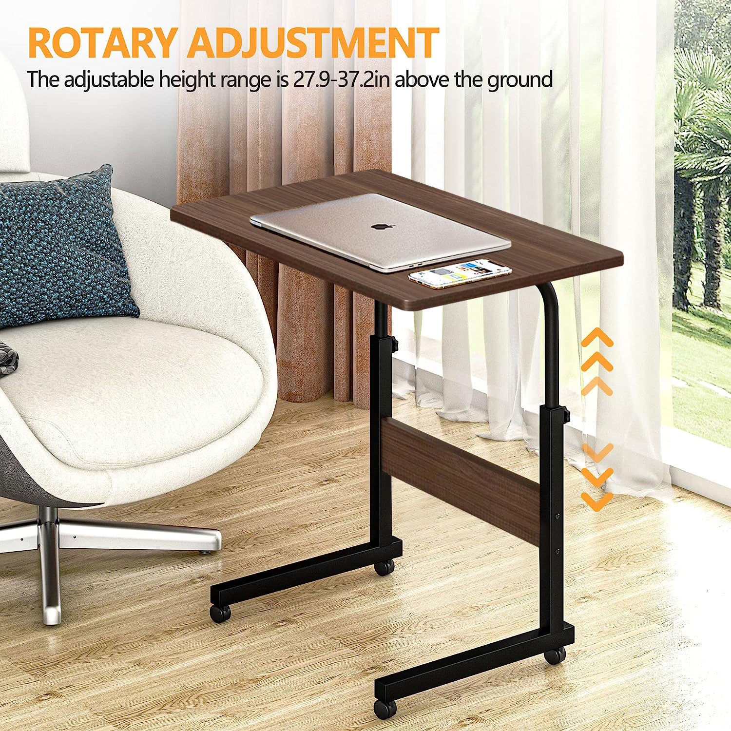 Laptop Desk Adjustable Desk Standing Desk Home Office Desks for Small Spaces Portable Desk Table for Bedrooms, Study Desk Mobile Rolling Computer Work Desk on Wheels