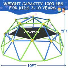 GVDV 10 FT Dome Climber Jungle Gym for Kids - Outdoor Rust-Resistant Play Equipment, Easy Assembly, Supports 1000 lbs