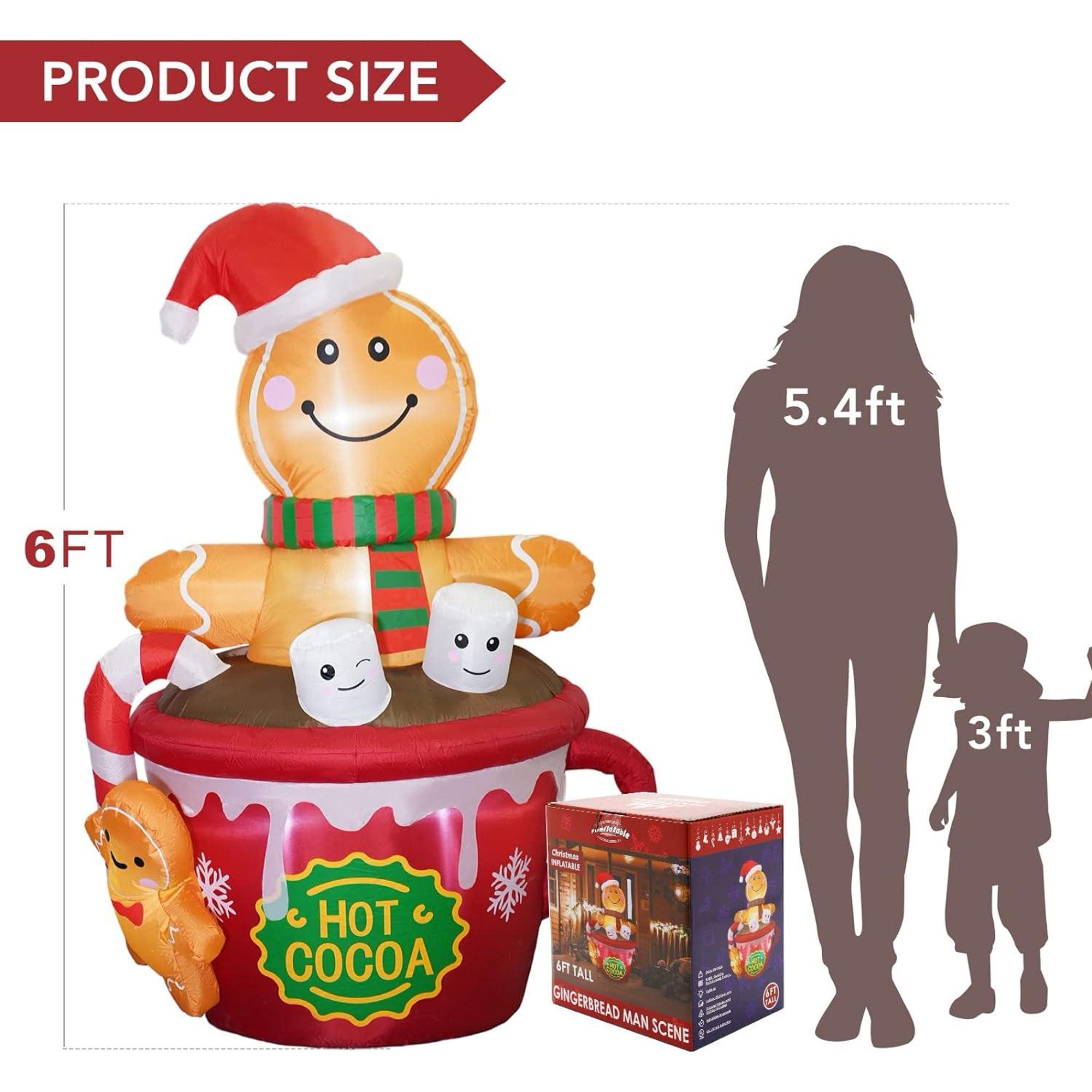 6 ft Christmas Inflatables Outdoor Decorations, Christmas Blow Up Yard Decorations Gingerbread Man for Garden Lawn Xmas Decor