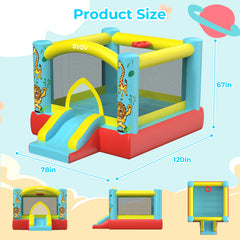 GVDV 9FT Inflatable Bounce House with Slide & 350W Blower, Jumping Castle Bouncer for 3 Kids, Indoor and Outdoor Use