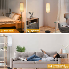 65" Floor Lamp with Remote Control - Modern LED Design, Stepless Dimming, Adjustable Color Temperature & Brightness - Ideal for Living Rooms and Bedrooms (Includes 9W Bulb)