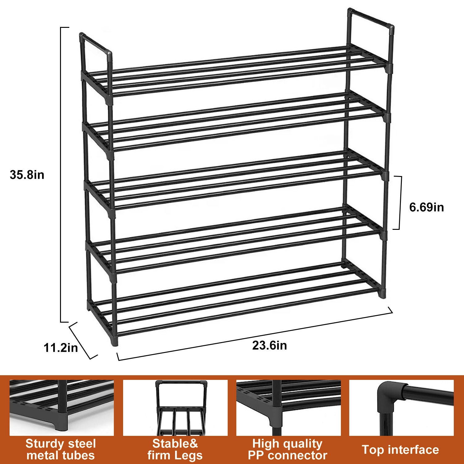 5 Tiers Shoe Rack Tall Shoe Organizer Shoe Storage Vertical Shoe Shelf Large Shoe Rack Organizer Stackable Shoe Racks for Entryway, Closet, Garage, Bedroom,Cloakroom