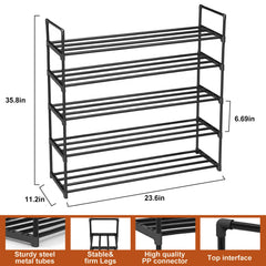 5 Tiers Shoe Rack Tall Shoe Organizer Shoe Storage Vertical Shoe Shelf Large Shoe Rack Organizer Stackable Shoe Racks for Entryway, Closet, Garage, Bedroom,Cloakroom